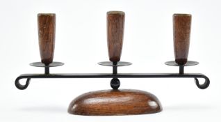 VINTAGE MID CENTURY DANISH DESIGN TEAK & CAST IRON CENTREPIECE CANDLESTICK HOLDER