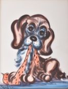 PRIVATE COLLECTION OF DERREN BROWN - BECCAFICHI - 20TH CENTURY INVERTED GLASS PAINTING OF DOG