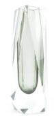 MURANO - VINTAGE SOMMERSO FACETED SQUARED GLASS VASE IN GREY