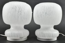 PAIR OF BELIEVED ITALIAN VINTAGE MOTTLED GLASS BEDSIDE DESK LAMPS