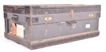 S. GOFF & CO - GOFITE BRAND - MILITARY 20TH CENTURY WOOD & METAL BOUND TRUNK