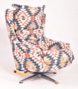 RETRO LATE 20TH CENTURY AZTEC UPHOLSTERY SWIVEL LOUNGE ARMCHAIR