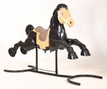 VINTAGE MID CENTURY FUNFAIR / FAIRGROUND CHILDREN'S TIN ROCKING HORSE ON CHROME SUPPORTS