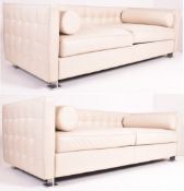 VALDICHIENTI - MATCHING PAIR OF 80S WHITE LEATHER SOFAS