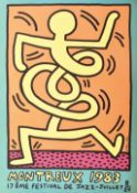 KEITH HARING - MONTEUX 1983 GREEN SCREEN PRINT IN COLOUR POSTER