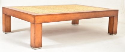 RALPH LAUREN - VINTAGE BESPOKE TEAK & HAND WOVEN SEAGRASS COFFEE TABLE