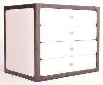 VINTAGE EBONISED & WHITE PAINTED FOUR DRAWER CHEST OF DRAWERS