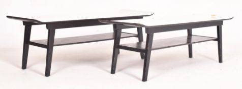 PAIR OF MID CENTURY CIRCA 1950S FORMICA SURFBOARD COFFEE TABLES