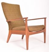 PARKER KNOLL - VINTAGE MID CENTURY TEAK FRAMED UPHOLSTERED ARMCHAIR