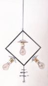 ITALIAN MID CENTURY GEOMETRIC TRIDENT CHROME METAL CEILING LIGHT