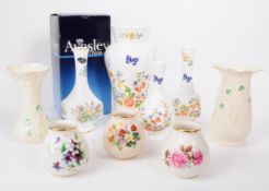 COLLECTION OF NINE 20TH CENTURY BONE CHINA VASES