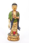 EARLY 20TH CENTURY HAND CARVED WOODEN BUDDHA