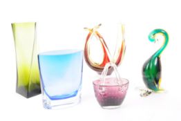COLLECTION OF FIVE MID CENTURY GLASS PIECES