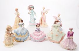 COALPORT - COLLECTION OF NINE 1990S BISQUE PORCELAIN LADY FIGURINES