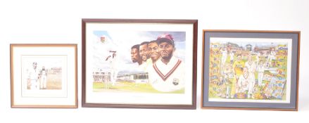 SPORTING INTEREST - THREE 20TH CENTURY SIGNED CRICKET PRINTS