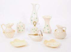 COLLECTION EARLY 20TH CENTURY BELLEEK IRISH CREAM PORCELAIN PIECES