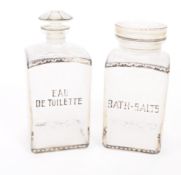 TWO LATE 19TH CENTURY VICTORIAN GLASS PERFUME COLOGNE BOTTLES