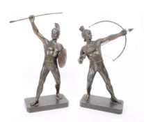TWO VINTAGE 20TH CENTURY BRONZE SPLETER ROMAN FIGURES
