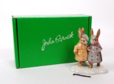 BESWICK - 2001 PORCELAIN TWO GENTLEMEN RABBITS FIGURE
