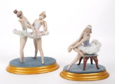 LLADRO - TWO LATE 20TH CENTURY PORCELAIN BALLERINA LADY FIGURES