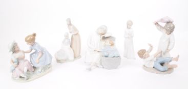 LLADRO - NAO - FIVE LATE 20TH CENTURY PORCELAIN FIGURES