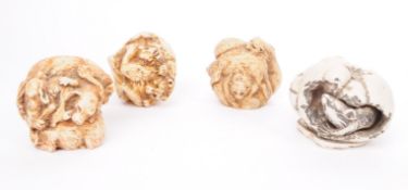 COLLECTION OF FOUR 20TH CENTURY JAPANESE RESIN NETSUKE