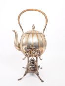 18TH CENTURY SILVER PLATE TEA SPIRIT KETTLE W/ STAND