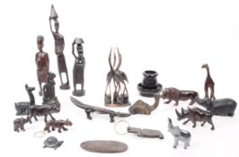 COLLECTION OF CARVED HARDWOOD / EBONY AFRICAN TRIBAL FIGURES