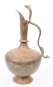EARLY 20TH CENTURY INDIAN BRASS ENGRAVED EWER