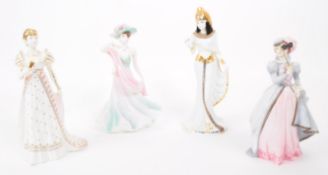 COALPORT - ROYAL WORCESTER - FOUR LATE 20TH CENTURY PORCELAIN FIGURES