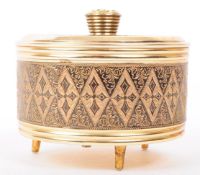 MID CENTURY GILT METAL COMPACTER WITH WIND UP MUSIC BOX