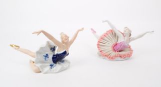 TWO LATE 20TH CENTURY GERMAN BALLERINA PORCELAIN FIGURINES