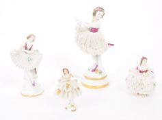 FOUR VINTAGE 20TH CENTURY GERMAN PORCELAIN DANCER FIGURES