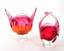 JOSEF HOSPODKA FOR CHRIBSKA - TWO CZECH STUDIO ART GLASS PIECES