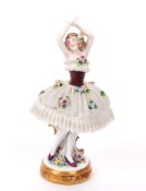 SITZENDORF - 20TH CENTURY GERMAN PORCELAIN LADY DANCER FIGURE
