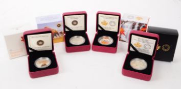 ROYAL CANADIAN MINT - FOUR FINE SILVER PROOF COINS