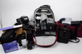 COLLECTION OF LATE 20TH / 21ST CENTURY SLR CAMERAS AND ACCESSORIES