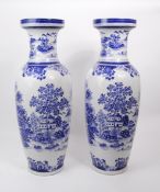 PAIR OF CONTEMPORARY CHINESE BLUE & WHITE CERAMIC VASES