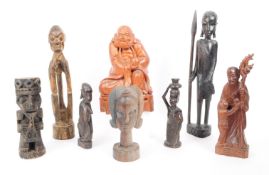 COLLECTION OF 20TH CENTURY WOODEN CARVED AFRICAN TRIBAL FIGURES