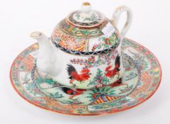1920S CHINESE PORCELAIN HAND PAINTED TEA POT AND PLATE