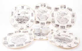 BOOTS - TWO LATE 19TH CENTURY CERAMIC POTS AND SIX 20TH CENTURY PLATES