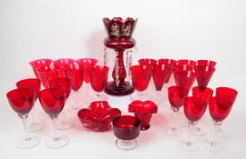 LARGE COLLECTION OF 20TH CENTURY RUBY / CRANBERRY GLASSES