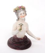 DRESSEL & KISTER - 1910 DRESDEN GERMAN PORCELAIN HALF DOLL FIGURE
