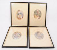 FOUR VINTAGE FRAMED EROTIC PRINTS