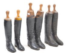 THREE PAIRS OF LEATHER RIDING HUNTING BOOTS