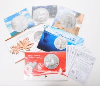 ROYAL CANADIAN MINT - SIX FINE SILVER 20 DOLLARS COINS