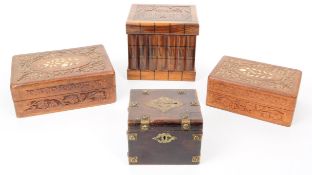 FOUR 20TH CENTURY CARVED WOODEN BOXES