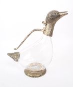 20TH CENTURY SILVER PLATED DUCK CARAFE