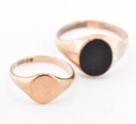 TWO HALLMARKED 9CT GOLD SIGNET RINGS