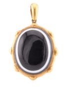 GOLD & BANDED AGATE LOCKET PENDANT